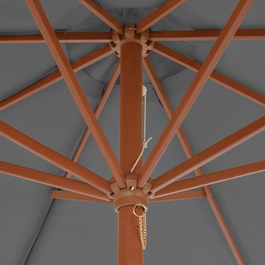 vidaXL Outdoor Parasol with Wooden Pole 300 cm Anthracite